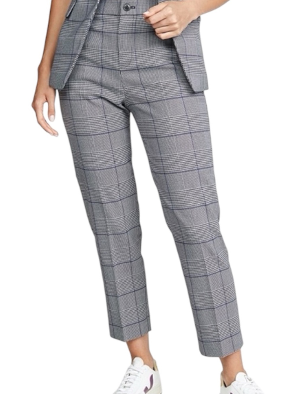 Club Monaco Grey/Black/Blue Plaid Borrem Classic Crop Pant (12)